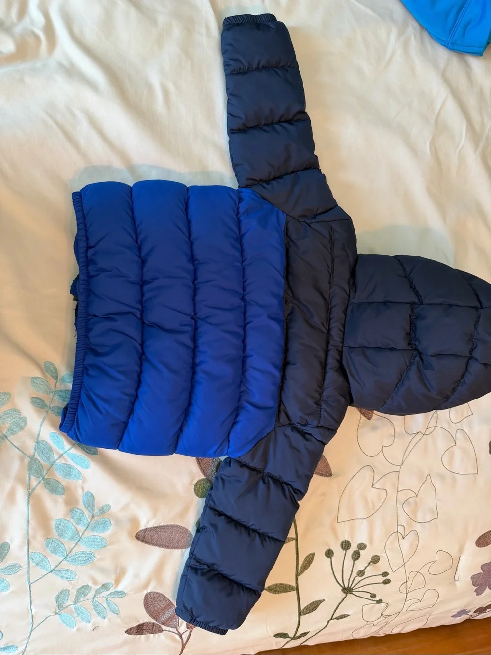 The Children's Place Toddler Boys Colorblock Hooded Puffer Jacket Blue 3T
